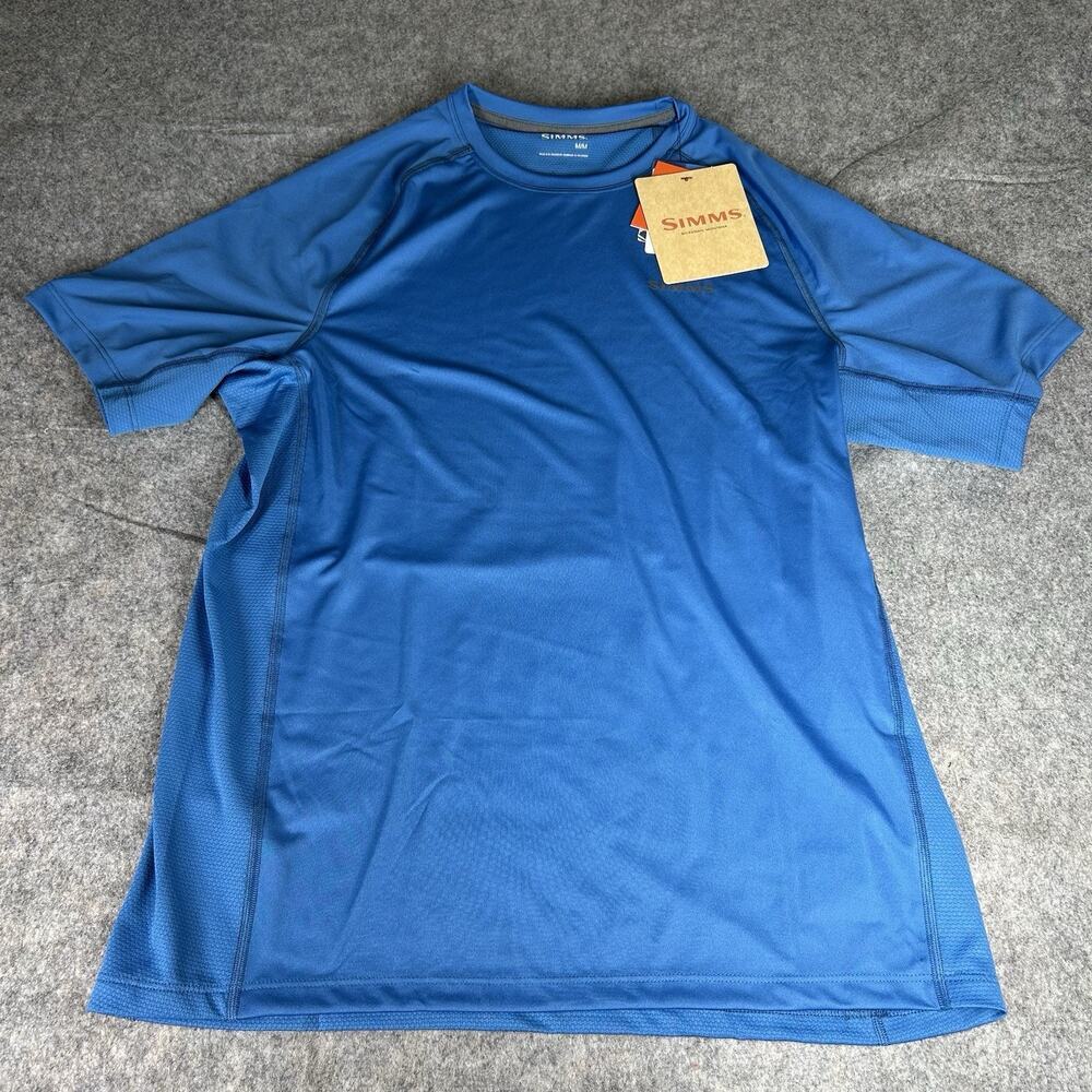 Simms Challenger Solar Shirt Mens Medium Blue Carbon Fishing Tee Outdoors